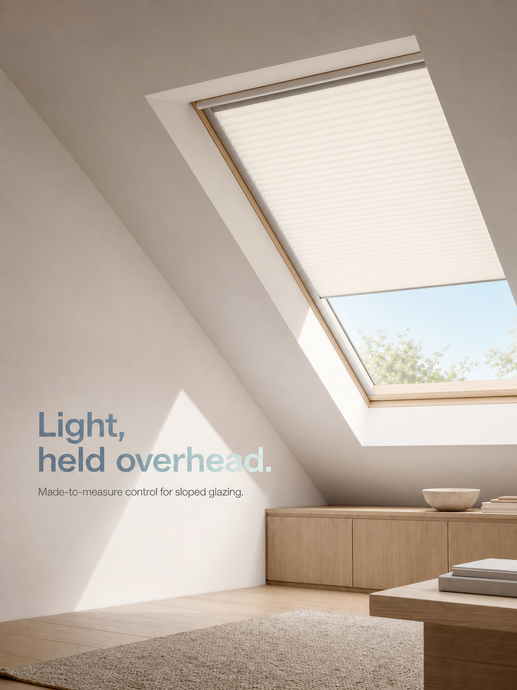 JINK Apex cellular skylight shade controlling daylight in sloped glazing