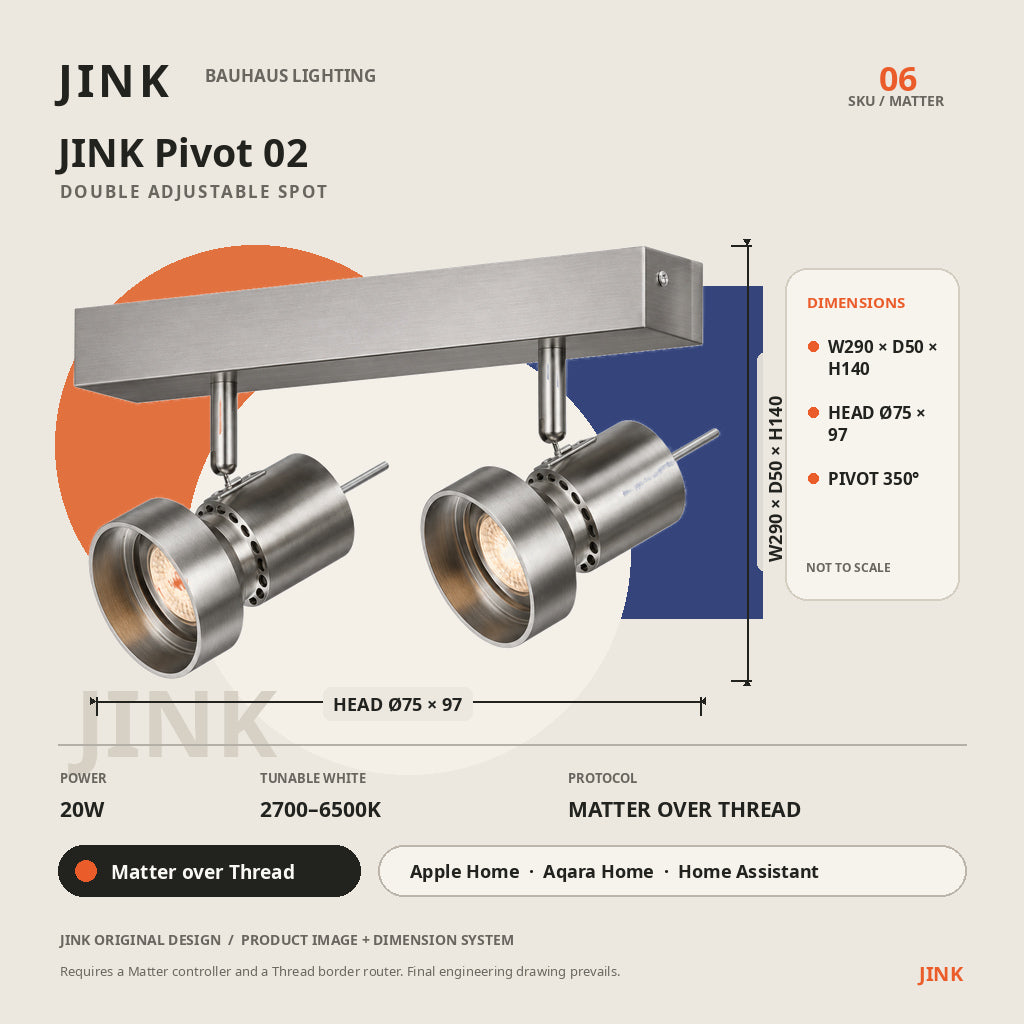 JINK Pivot 02 dimensions and Matter over Thread specifications