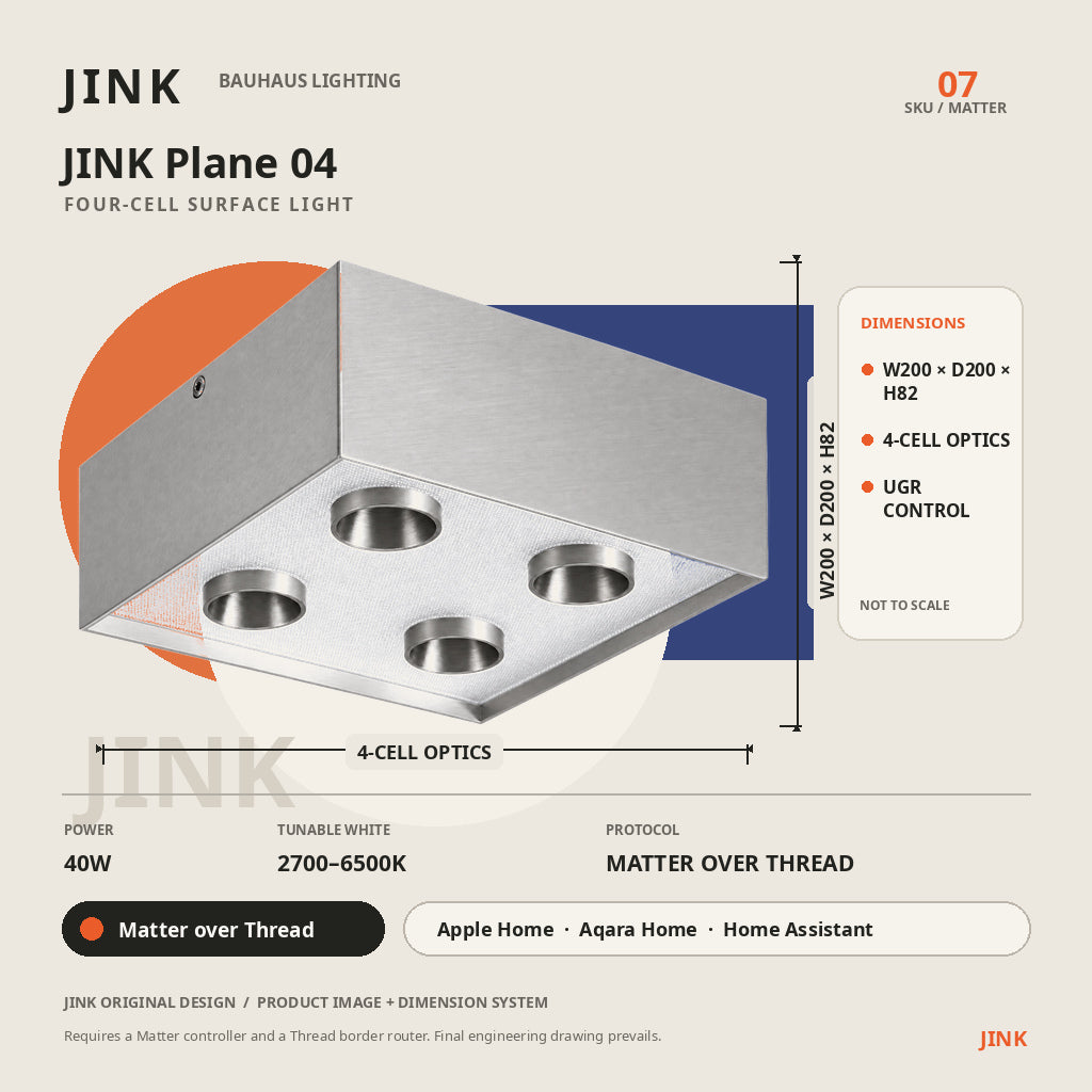 JINK Plane 04 dimensions and Matter over Thread specifications