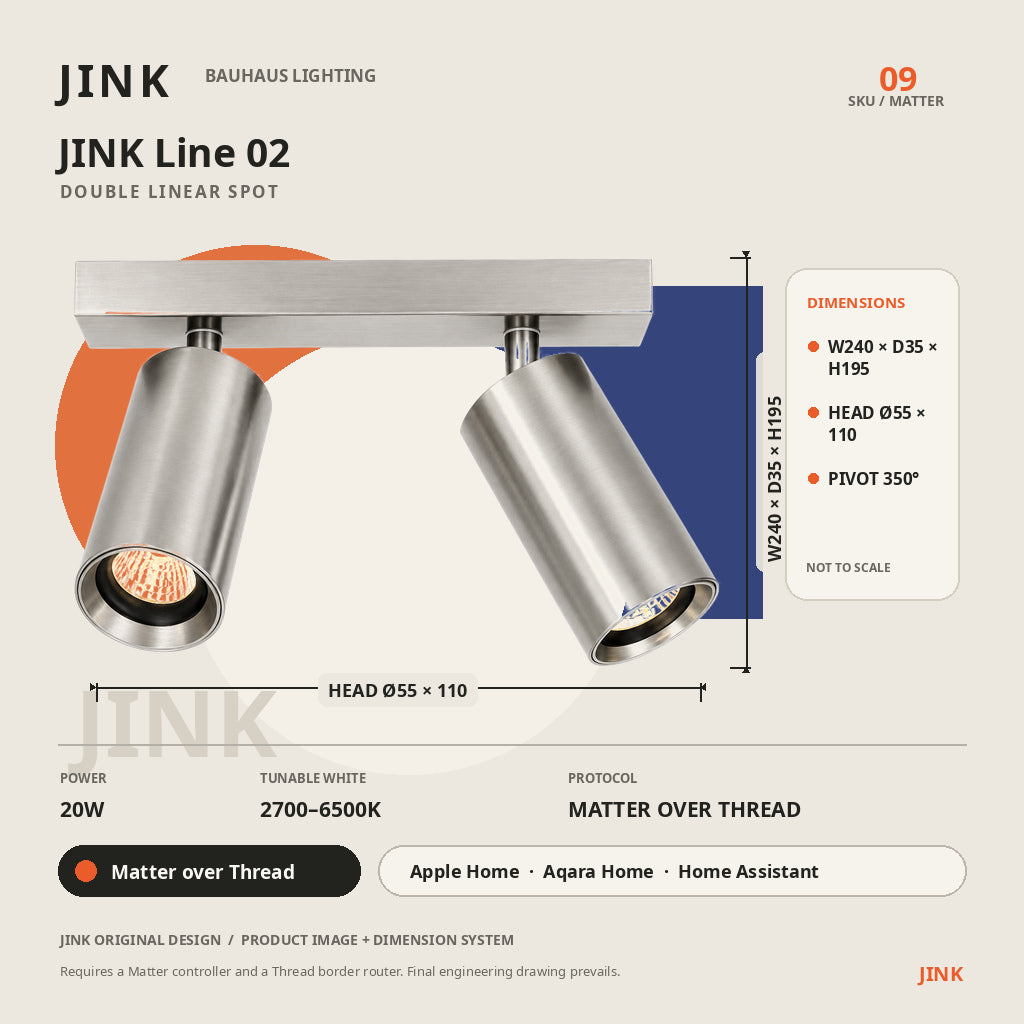 JINK Line 02 dimensions and Matter over Thread specifications