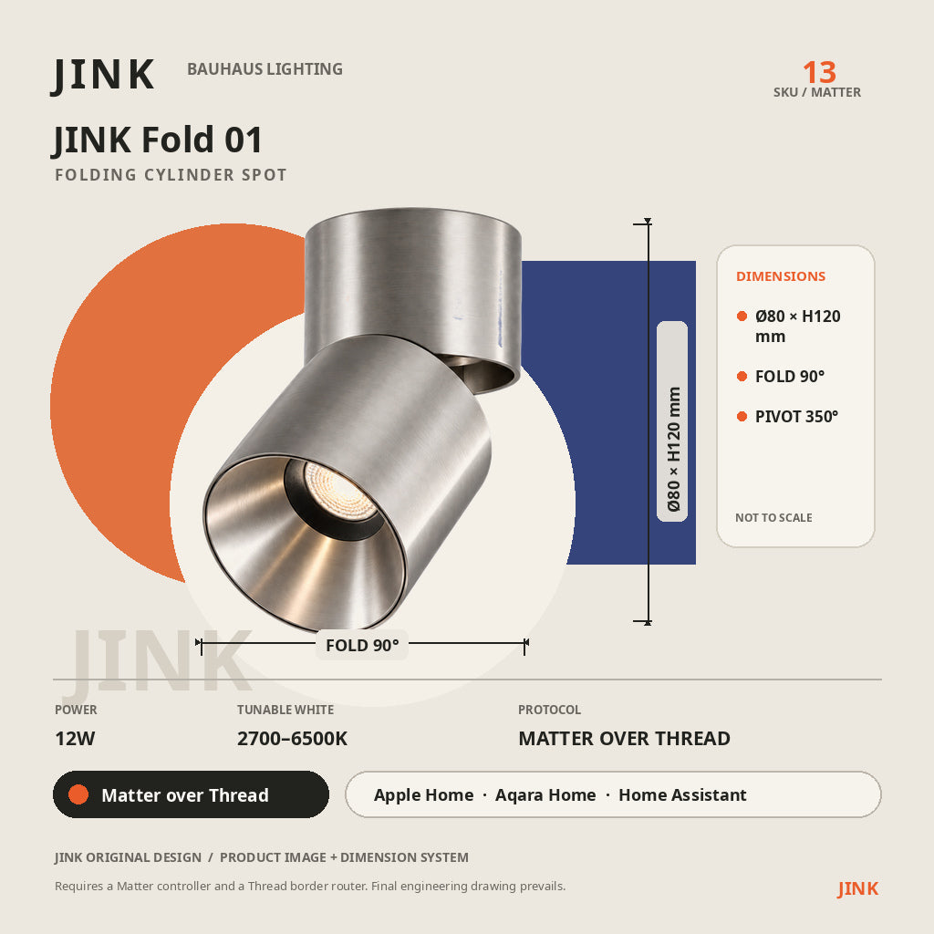 JINK Fold 01 dimensions and Matter over Thread specifications