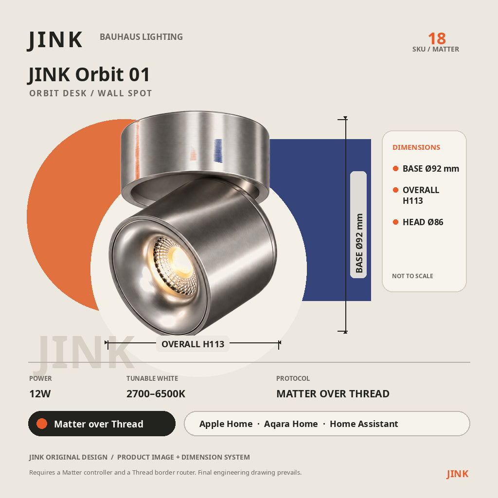 JINK Orbit 01 dimensions and Matter over Thread specifications