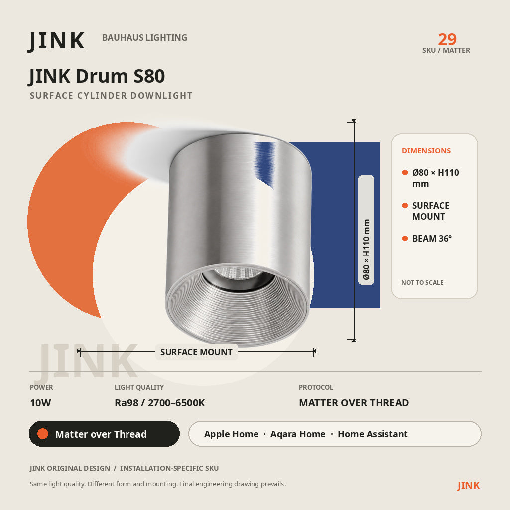 JINK Drum S80 dimensions and Matter over Thread specifications