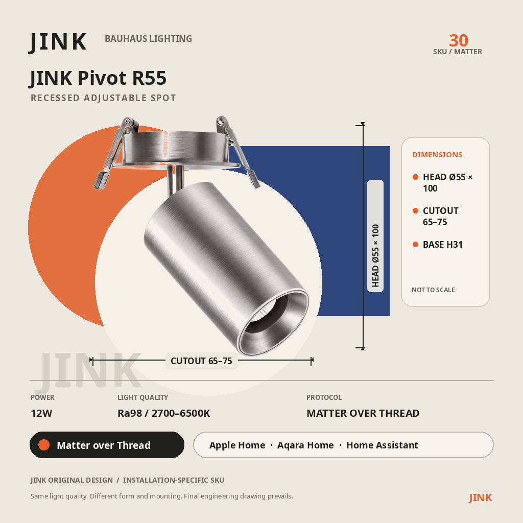 JINK Pivot R55 dimensions and Matter over Thread specifications