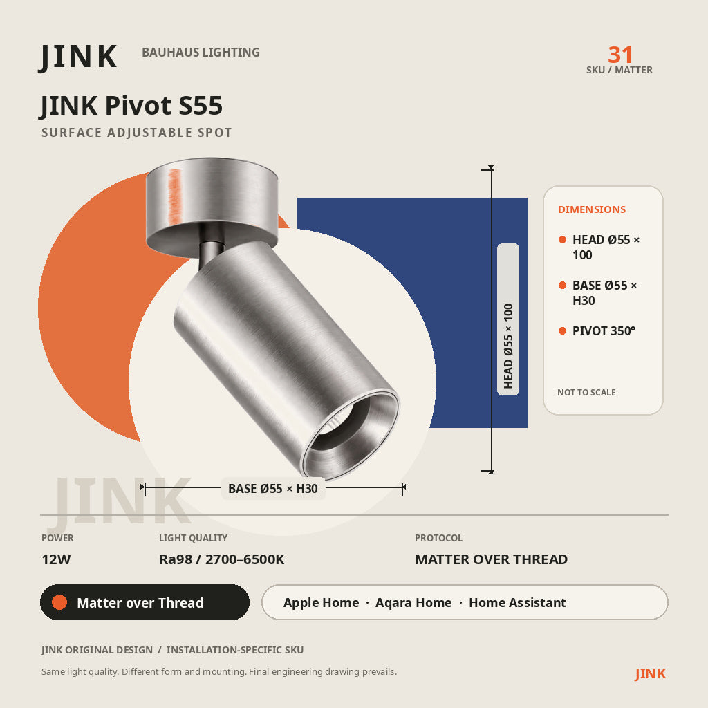 JINK Pivot S55 dimensions and Matter over Thread specifications