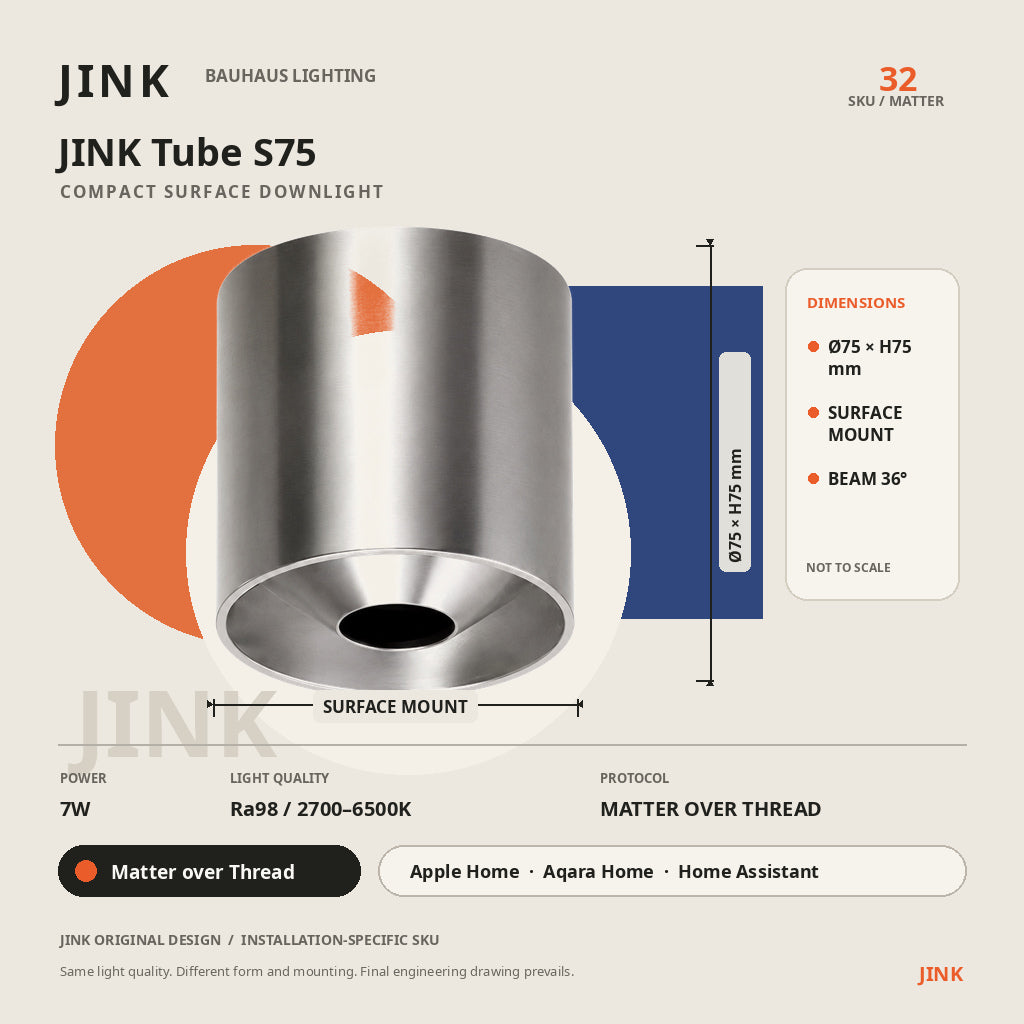 JINK Tube S75 dimensions and Matter over Thread specifications