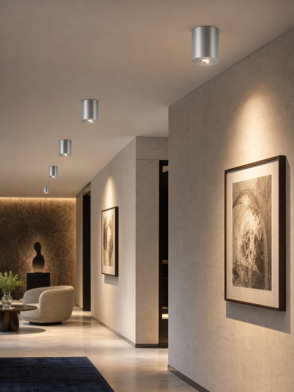 JINK Beam SA03 fixed silver ceiling spotlight in a premium architectural interior