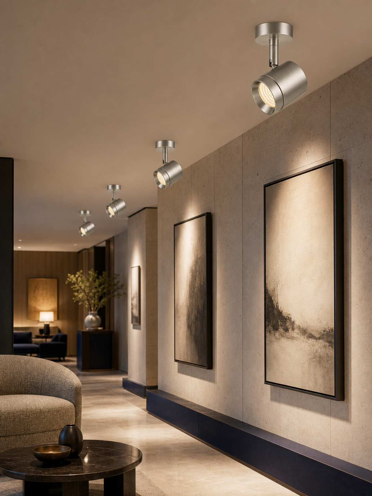 JINK Beam SA04 adjustable silver ceiling spotlight in premium interior