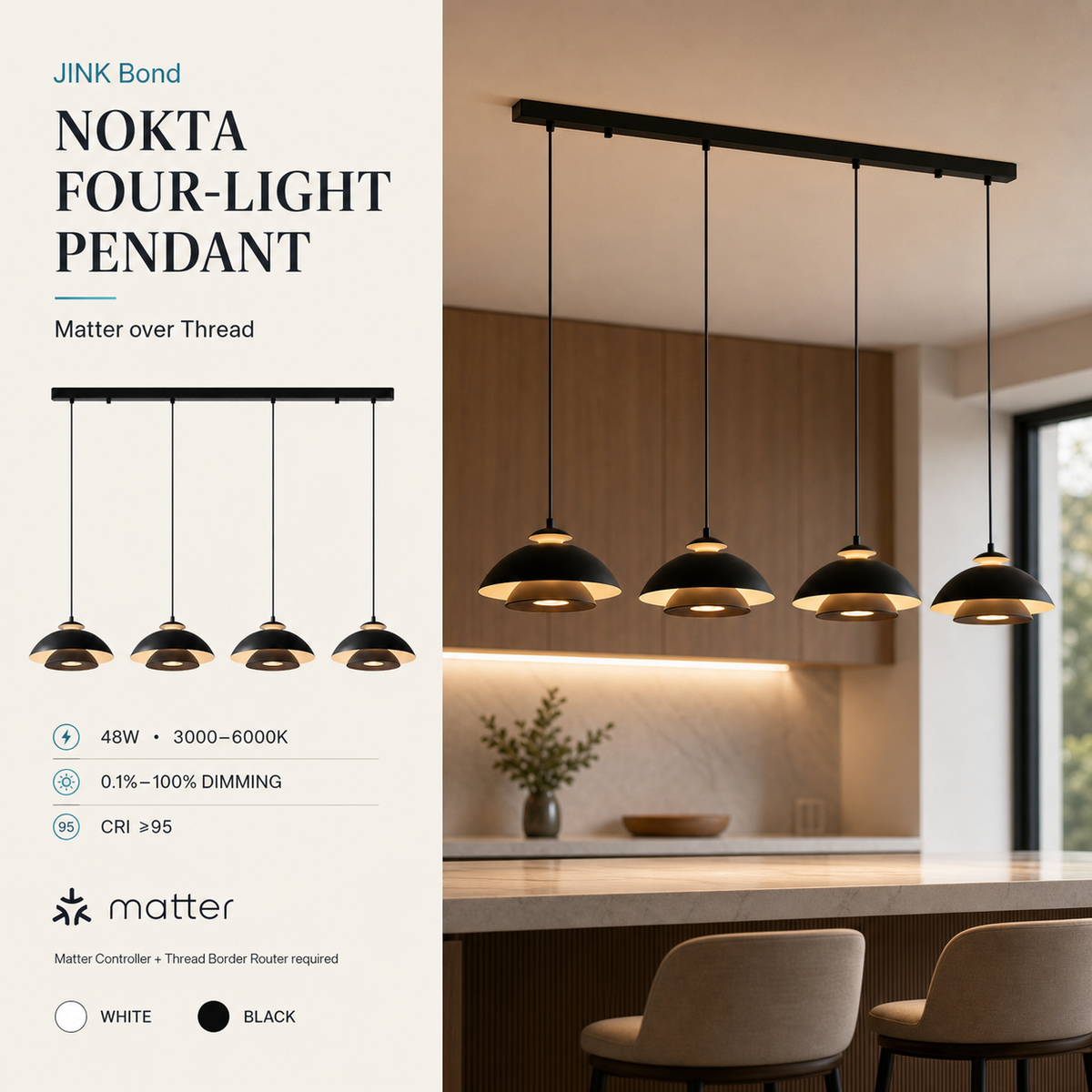 JINK Bond Nokta Four-Light Pendant Matter over Thread comprehensive hero