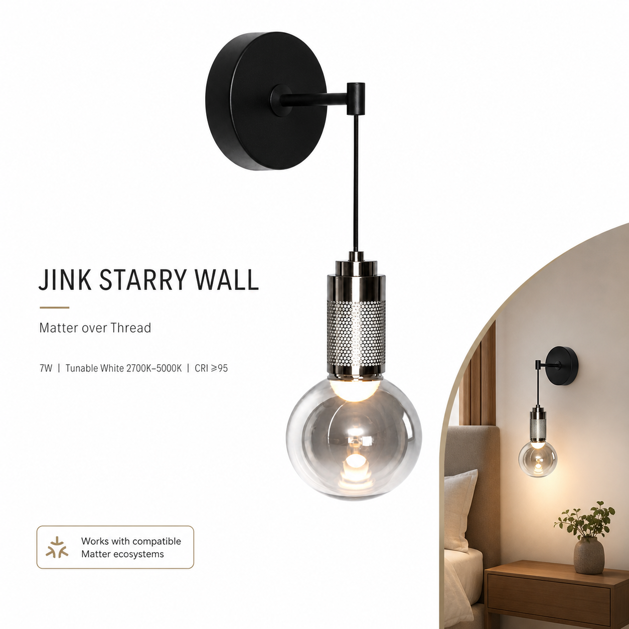 JINK Bond Starry Wall Light Matter over Thread 7W smart wall sconce