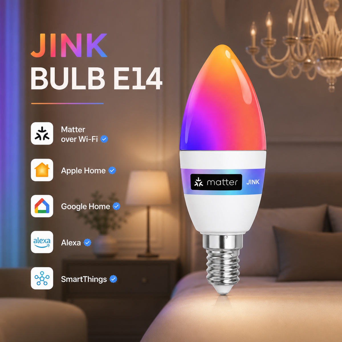 JINK Bulb E14 Matter smart candle bulb comprehensive hero