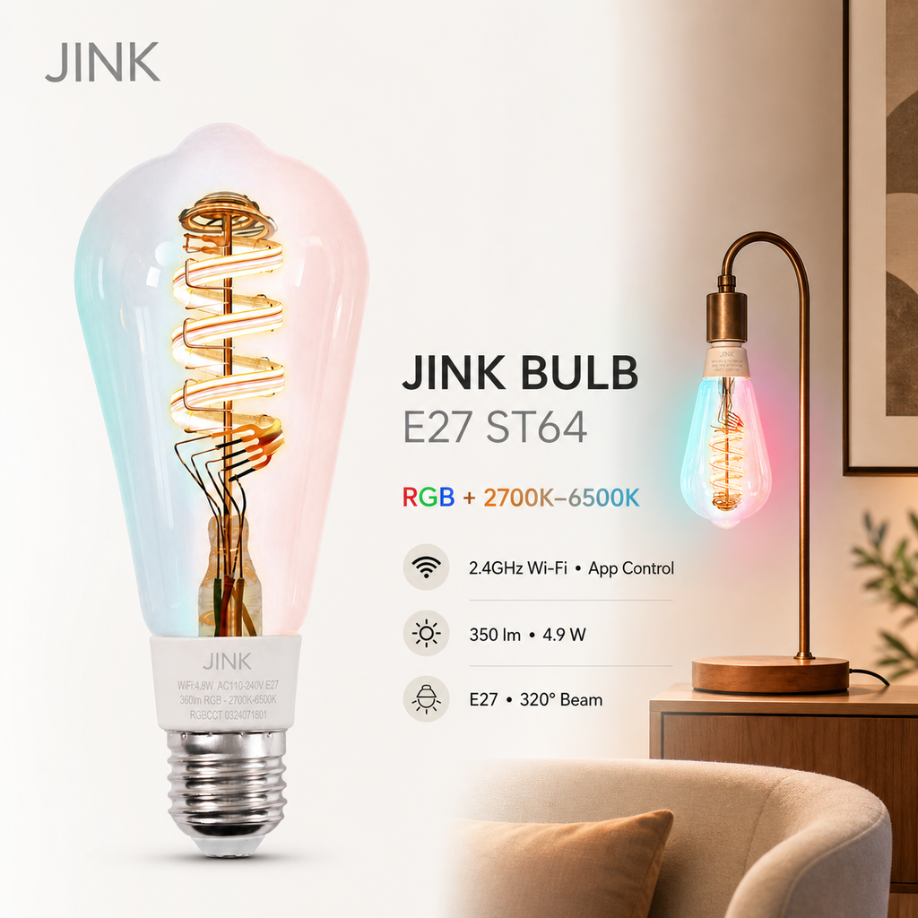 JINK Bulb E27 ST64 RGB 2700K-6500K Wi-Fi app control comprehensive hero