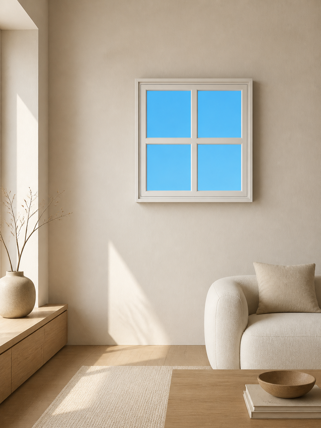 JINK Dot Sky L100 window light in a minimal contemporary living room