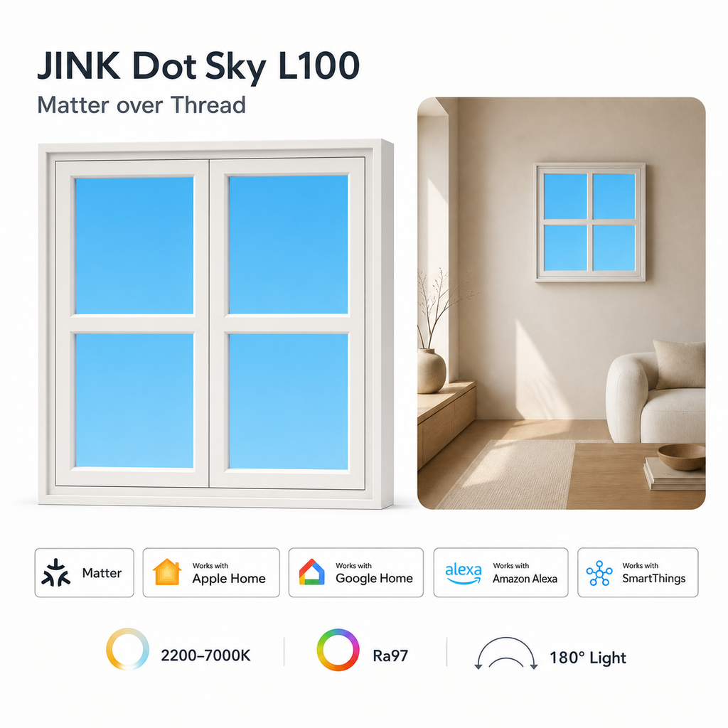 JINK Dot Sky L100 Matter over Thread smart window light hero with supported platforms