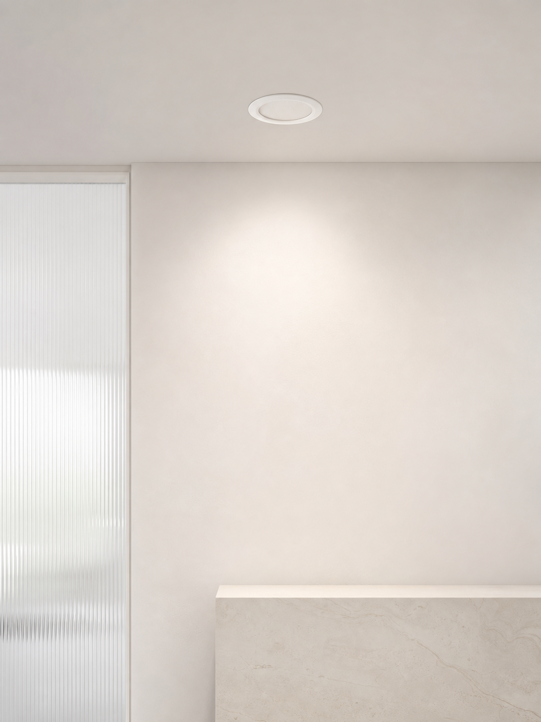 JINK Dot T2 installed flush in a white ceiling