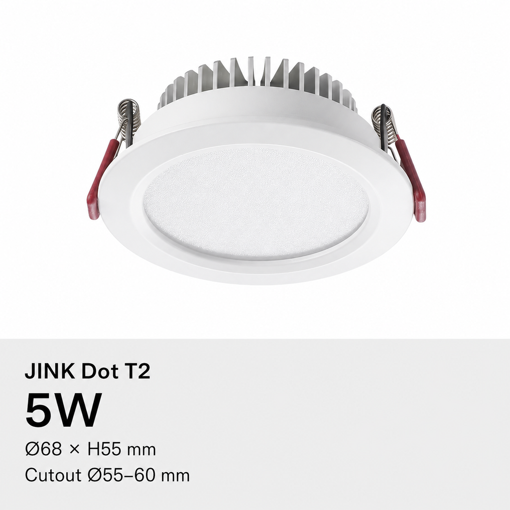 JINK Dot T2 5W, Ø68 × H55 mm, cutout Ø55–60 mm