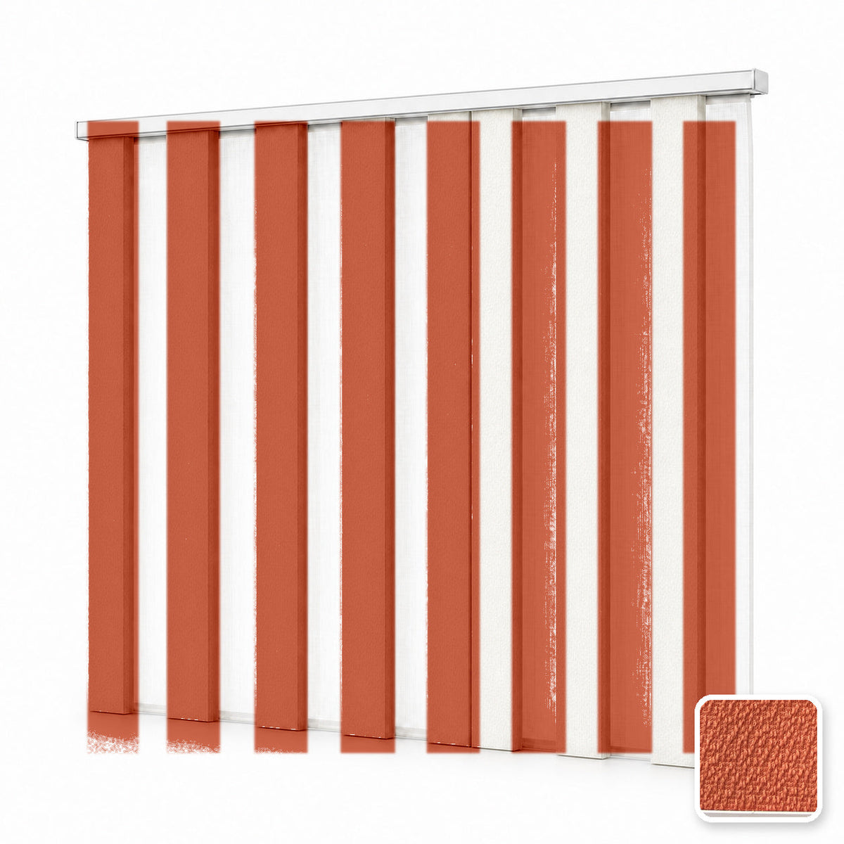 JINK Veil smart motorized dream curtain M1001-Orange, white background effect image with real fabric swatch inset