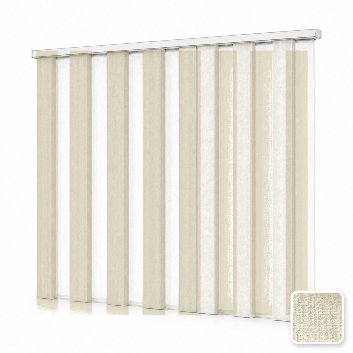 JINK Veil smart motorized dream curtain M1002-2, white background effect image with real fabric swatch inset