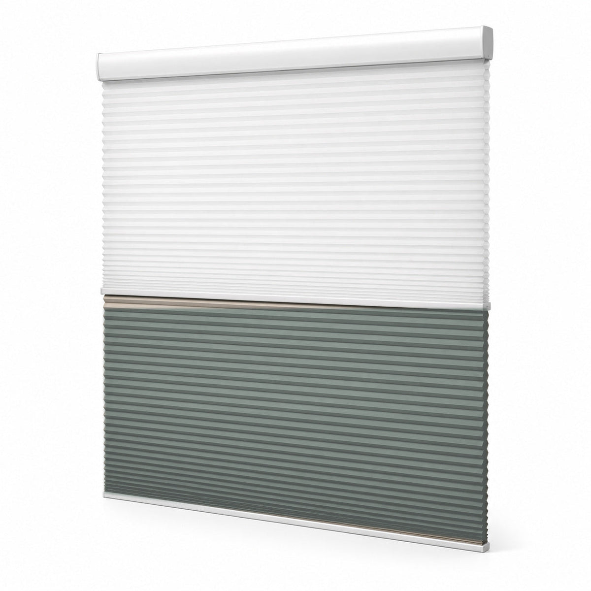 JINK Eclipse smart day and night honeycomb shade FC-09 — Blue Smoke Grey, selectable color effect image, white background, cord-free