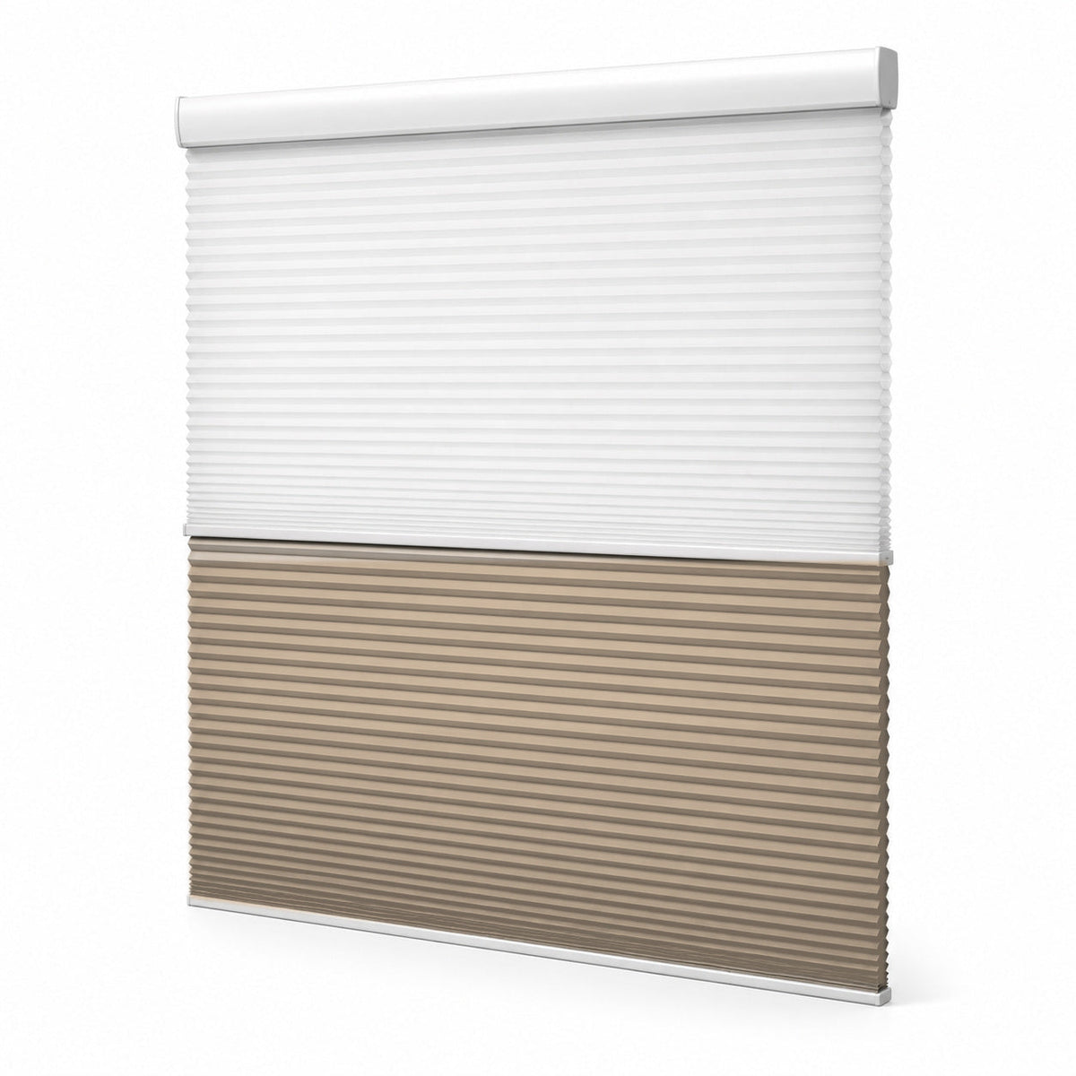JINK Eclipse smart day and night honeycomb shade FC-38 — Light Mocha, selectable color effect image, white background, cord-free
