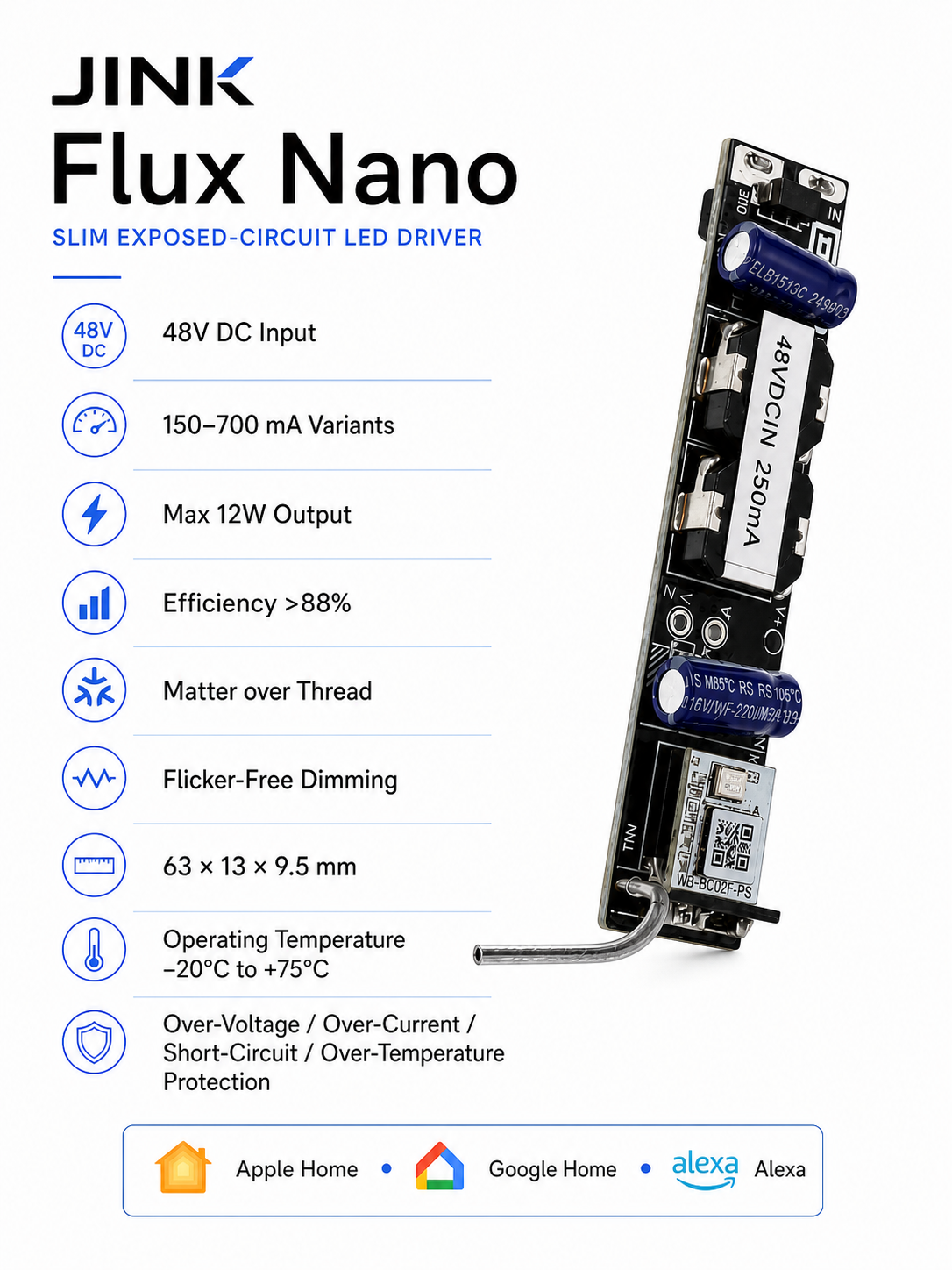 JINK Flux Nano technical specifications and Matter platform compatibility