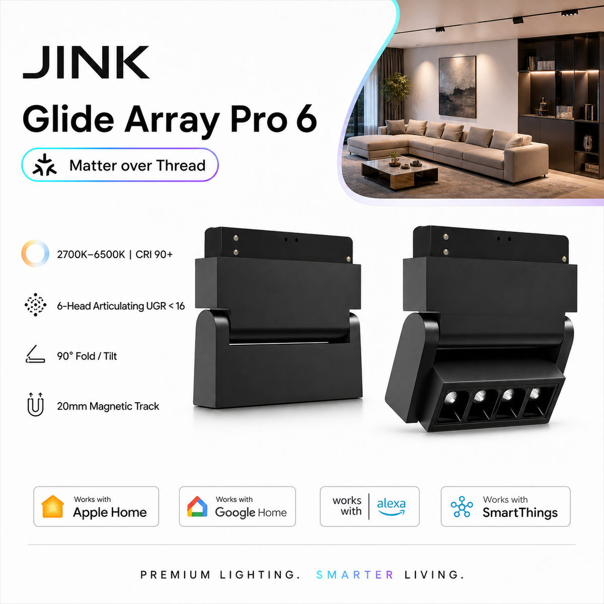 JINK Glide Array Pro 6 Matter smart track light hero
