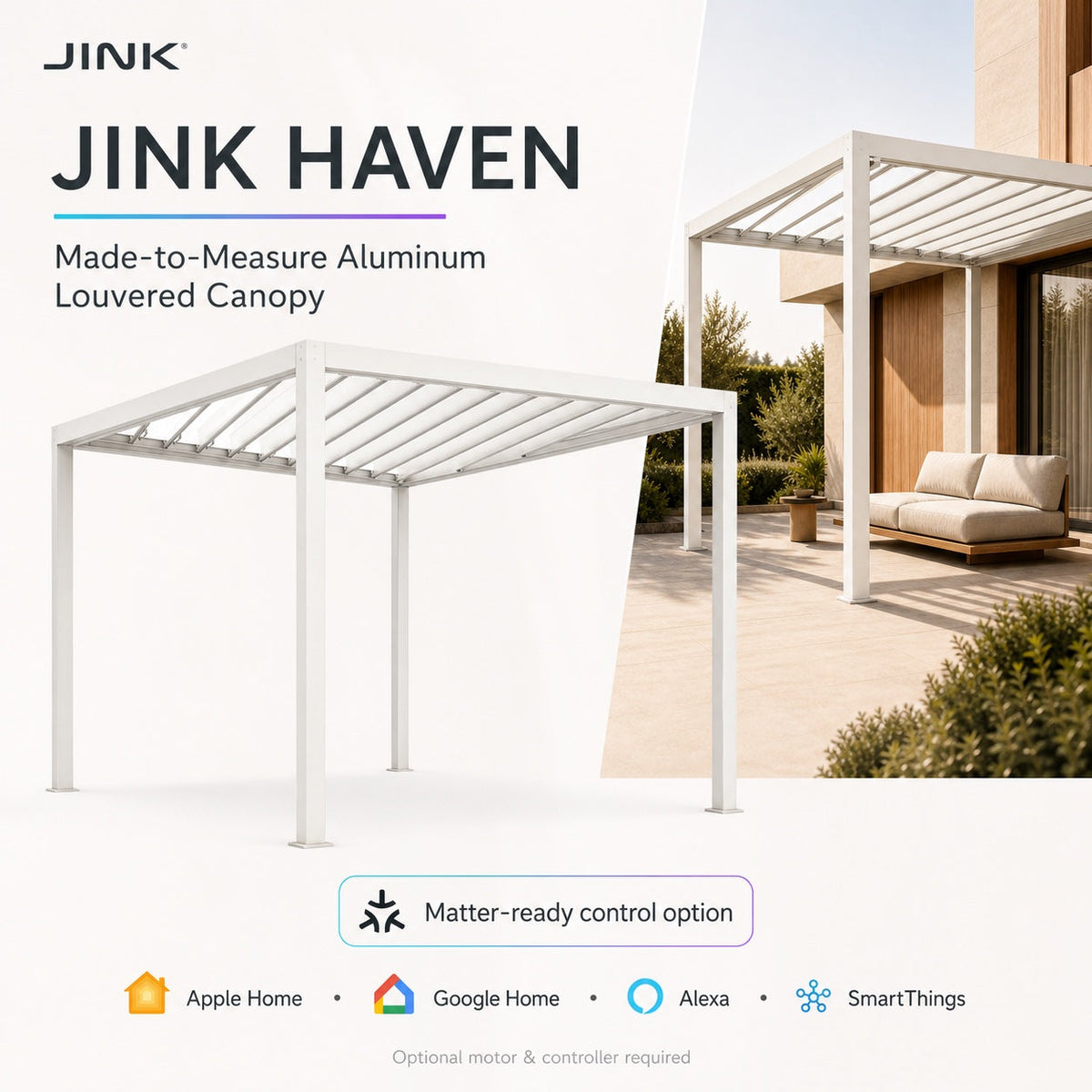 JINK Haven aluminum louvered canopy comprehensive Matter-ready hero