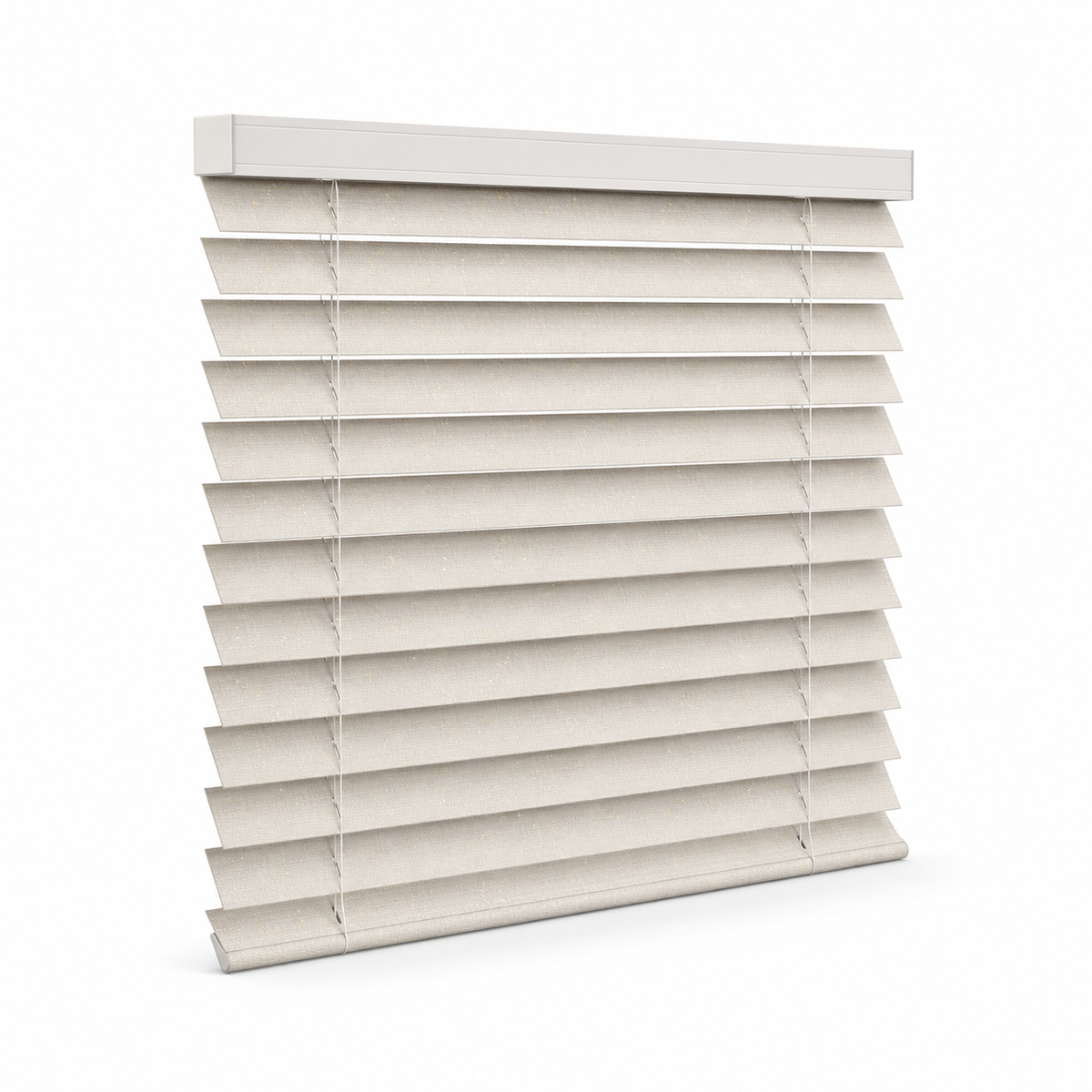 JINK Loom Aurelia gold-fleck textured fabric Venetian blind on white