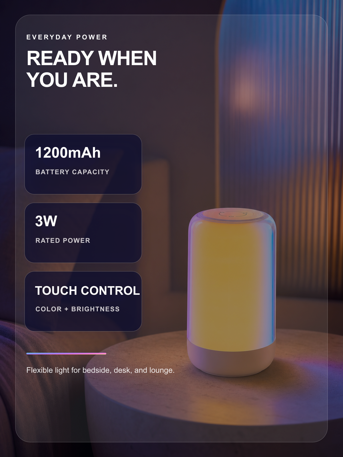 JINK Luma Fugetek English battery power and touch control infographic