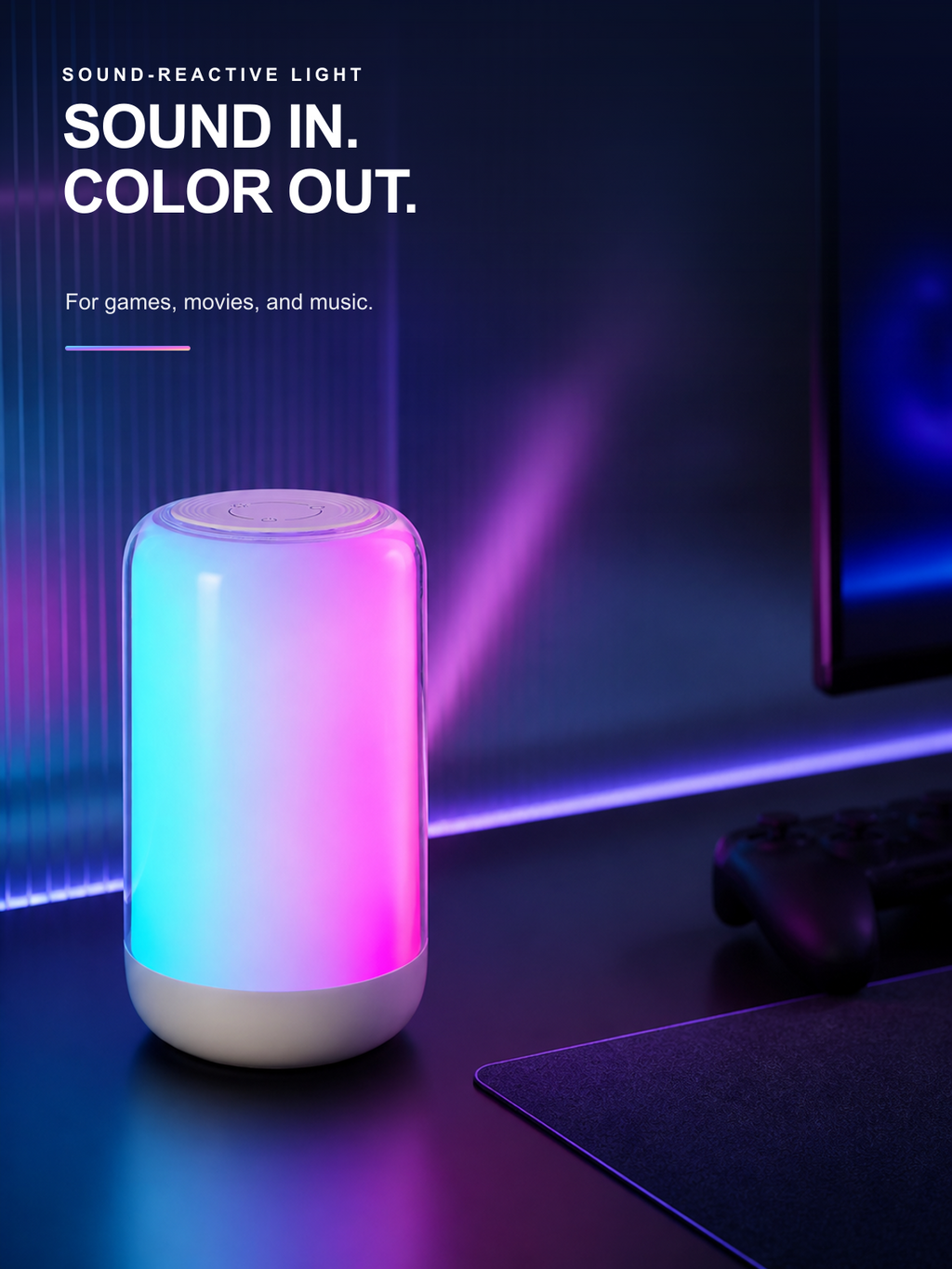 JINK Luma Fugetek sound-reactive RGB light for games movies and music