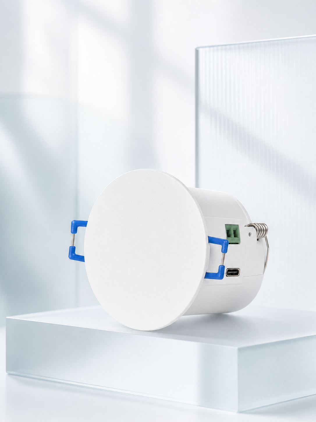 JINK Presence Sensor T2 on a white frosted glass pedestal