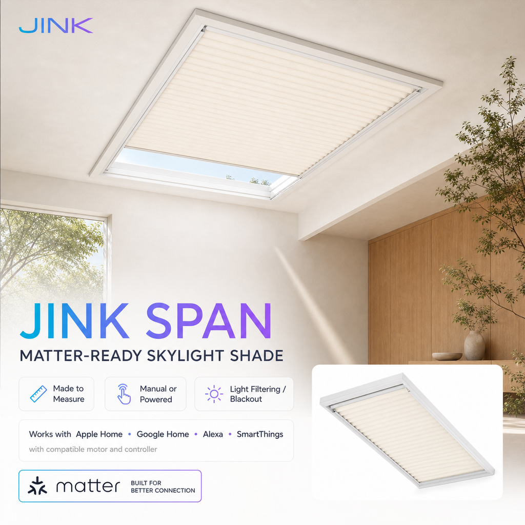 JINK Span Matter-ready skylight shade hero with compatible smart home platforms