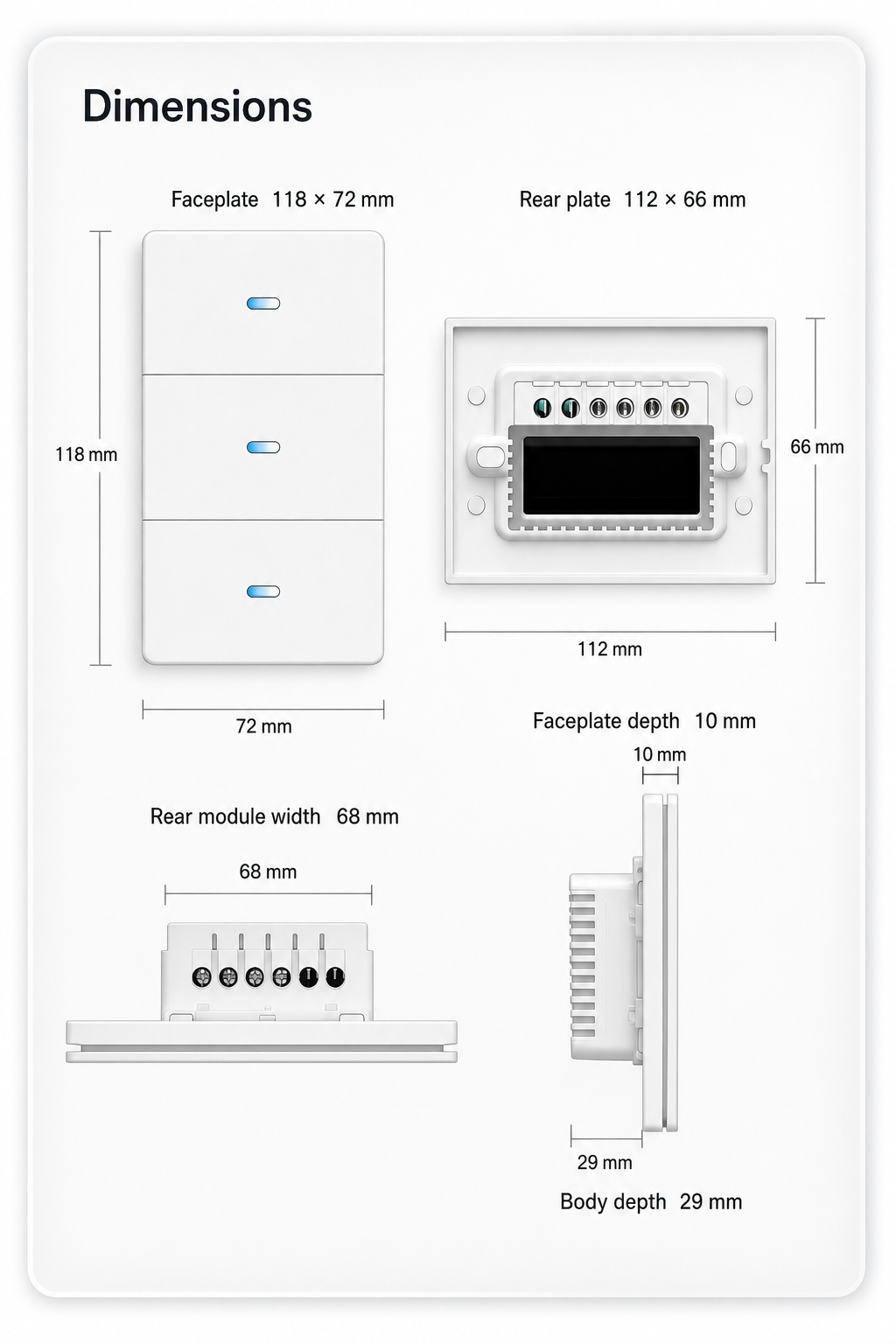 JINK Switch A120 product dimensions