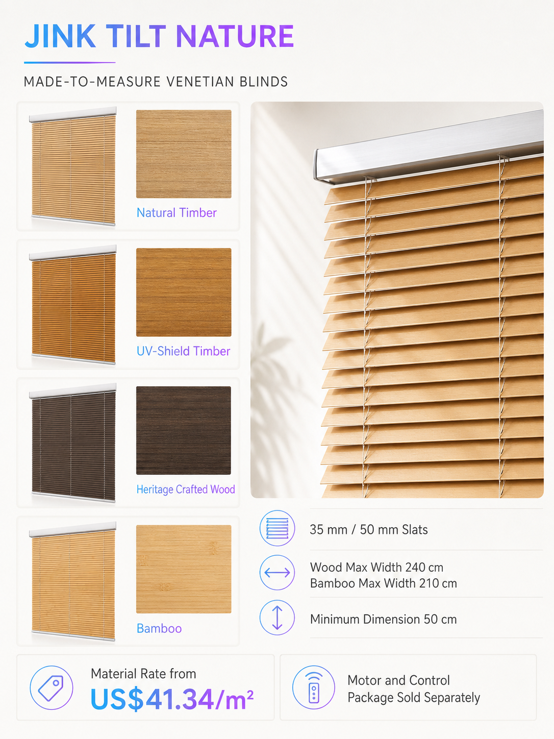 JINK Tilt Nature material and size specifications