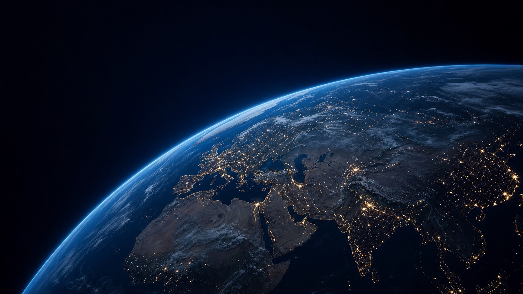 Earth at night viewed from orbit